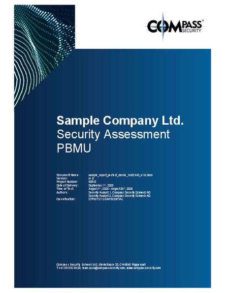 Musterbericht Pentest Device IEC 62443